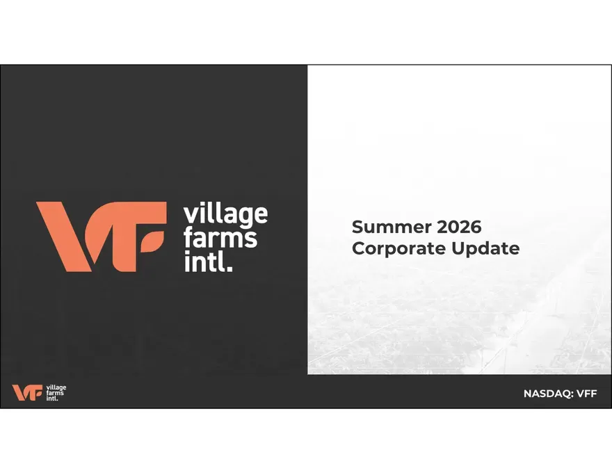 First page of Investor Presentation — Summer 2026